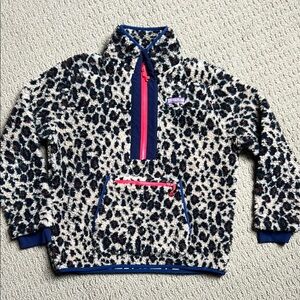 Vineyard Vines Leopard Print Fleece Pullover
